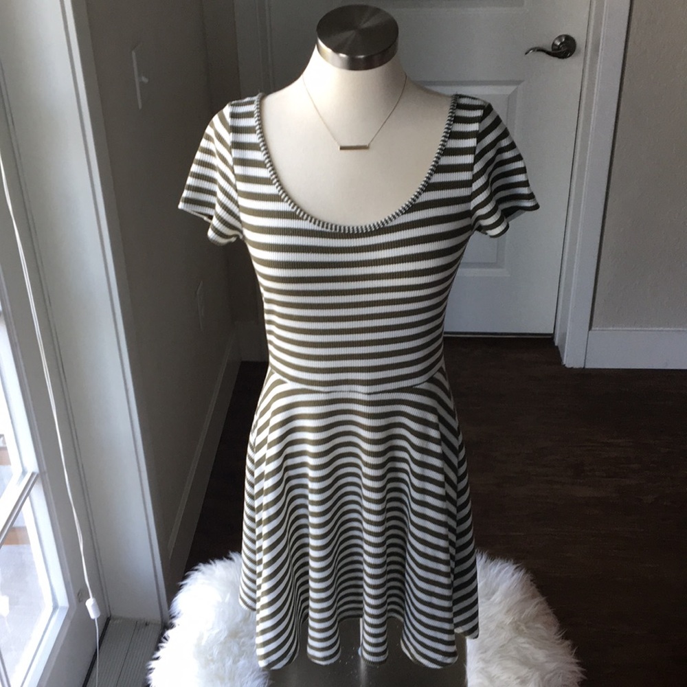 Barely worn green/ white striped dress!